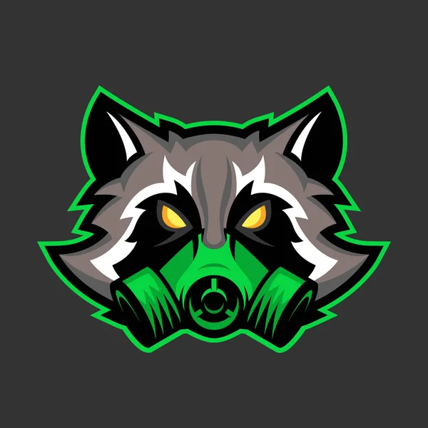Gaz maskesi rakun maskotu, Spor veya esports rakun logo amblemi