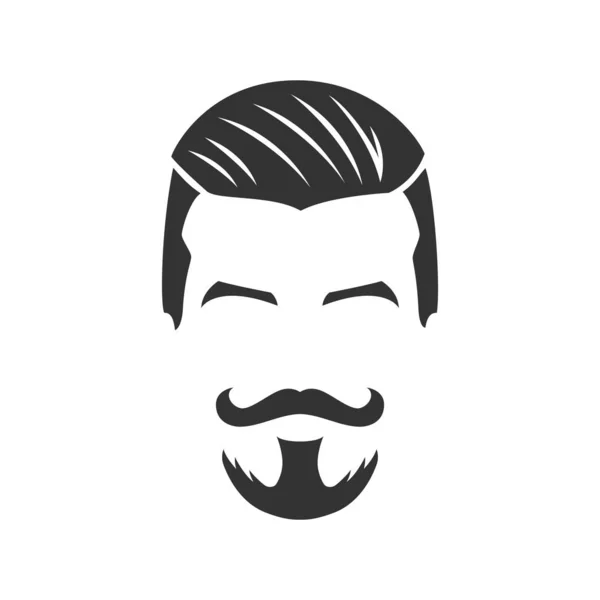 Vetor de cara de homem barbudo, com bigode, pompadour — Vetor de Stock