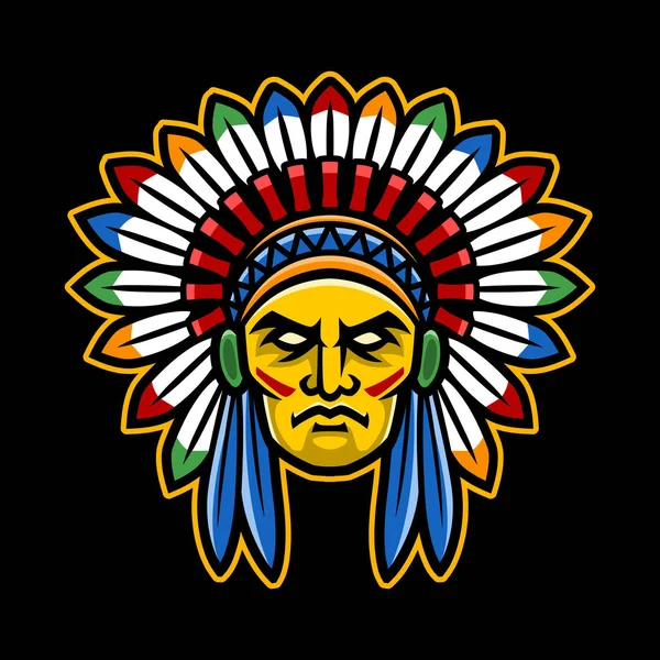 Colorful American Indian Chief head — Stock Vector