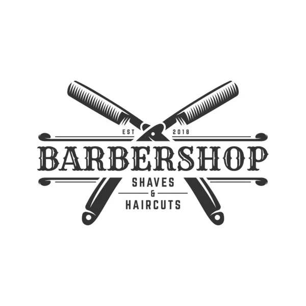 Izole beyaz arka plan barbershop vintage Logo şablonu — Stok Vektör