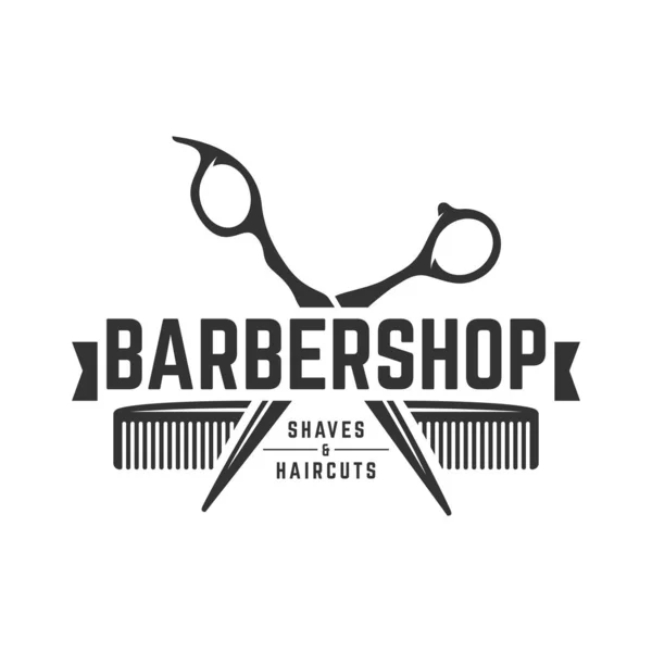 Izole beyaz arka plan barbershop vintage Logo şablonu — Stok Vektör