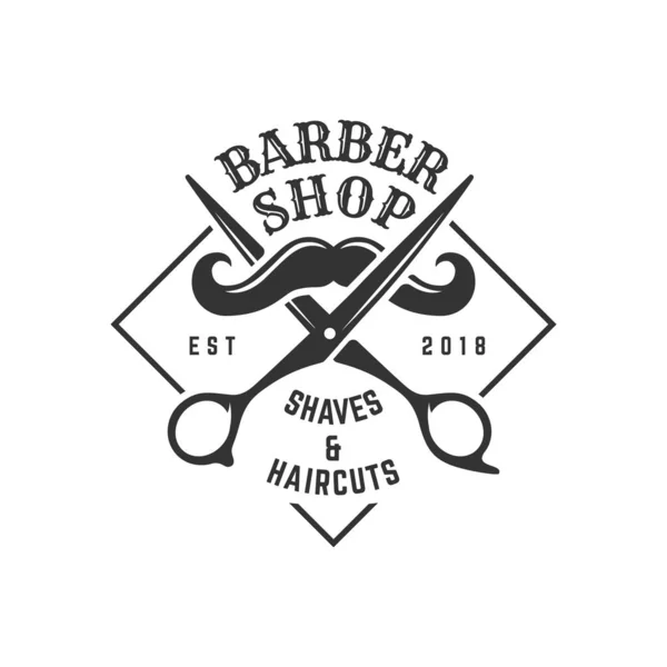 Izole beyaz arka plan barbershop vintage Logo şablonu — Stok Vektör