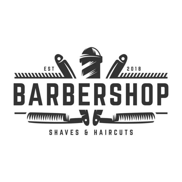 Izole beyaz arka plan barbershop vintage Logo şablonu