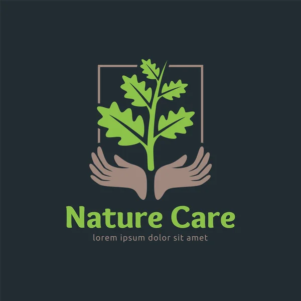 Pflege-Blatt-Logo-Design-Vorlage, einfach anzupassen. Naturpflege — Stockvektor