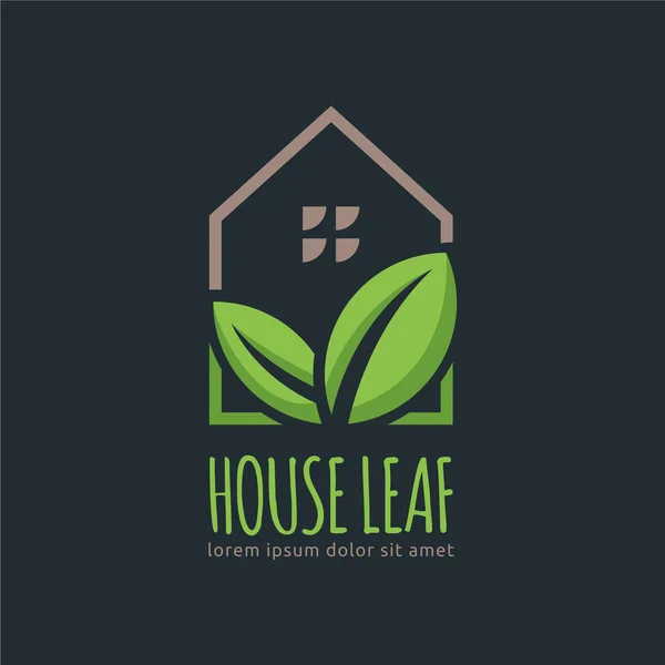 Modelo de design de logotipo de folha de casa, fácil de personalizar. Folha da casa — Vetor de Stock