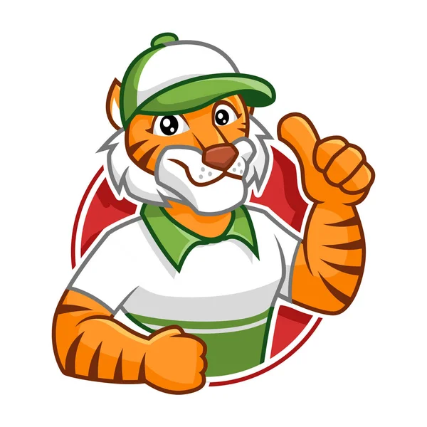 Teslimat Tiger maskot karakter tasarımı — Stok Vektör
