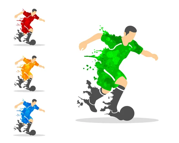 Vector ilustración de fútbol o jugador de fútbol en una acción — Archivo Imágenes Vectoriales