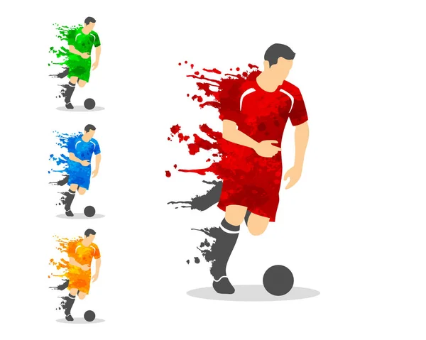 アクションでサッカーやサッカー選手のベクトルイラスト — ストックベクタ