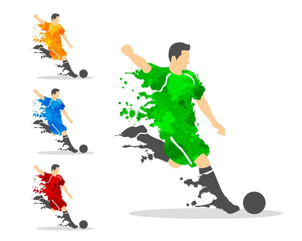 Vector ilustración de fútbol o jugador de fútbol en una acción — Vector de stock