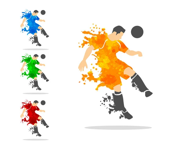 Illustrazione vettoriale del giocatore di calcio o di calcio in un'azione — Vettoriale Stock