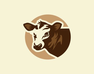 İnek karakteri, kafasının silueti, vektörü