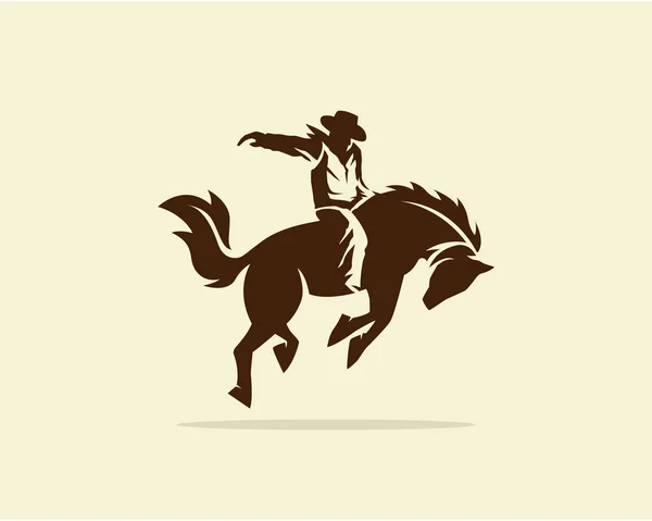 Vector of Cowboy riding wild horse — Stock Vector