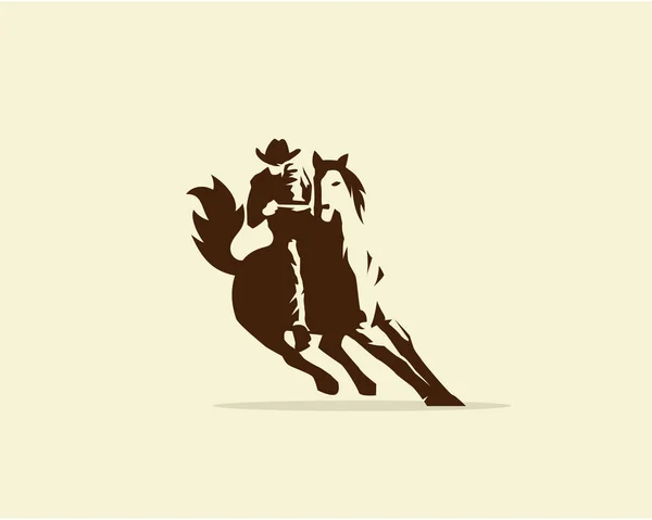 Vecteur de Cowboy équitation cheval sauvage — Image vectorielle
