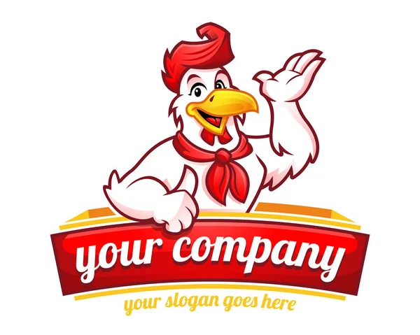 Mascotte de poulet ou caractère de poulet, adapté aux entreprises de restauration — Image vectorielle