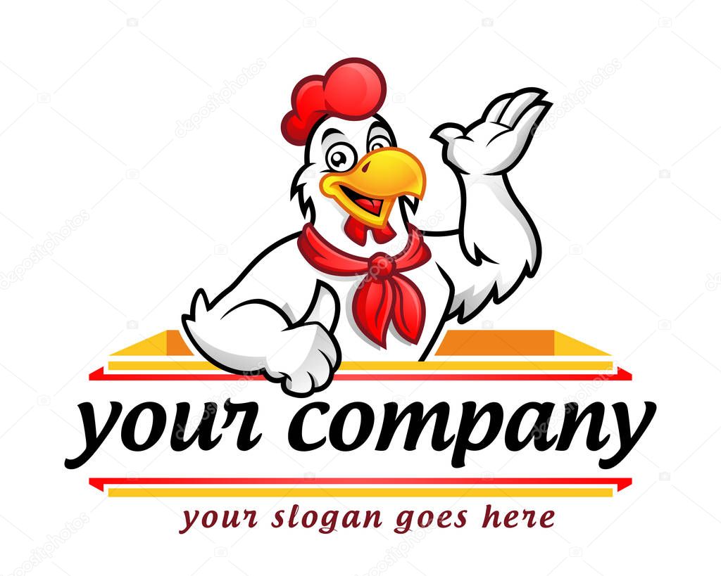 Chicken mascot or chicken character, suitable for restaurant business