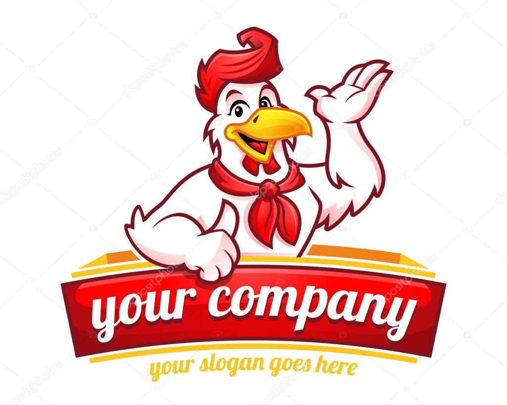Chicken mascot or chicken character, suitable for restaurant business