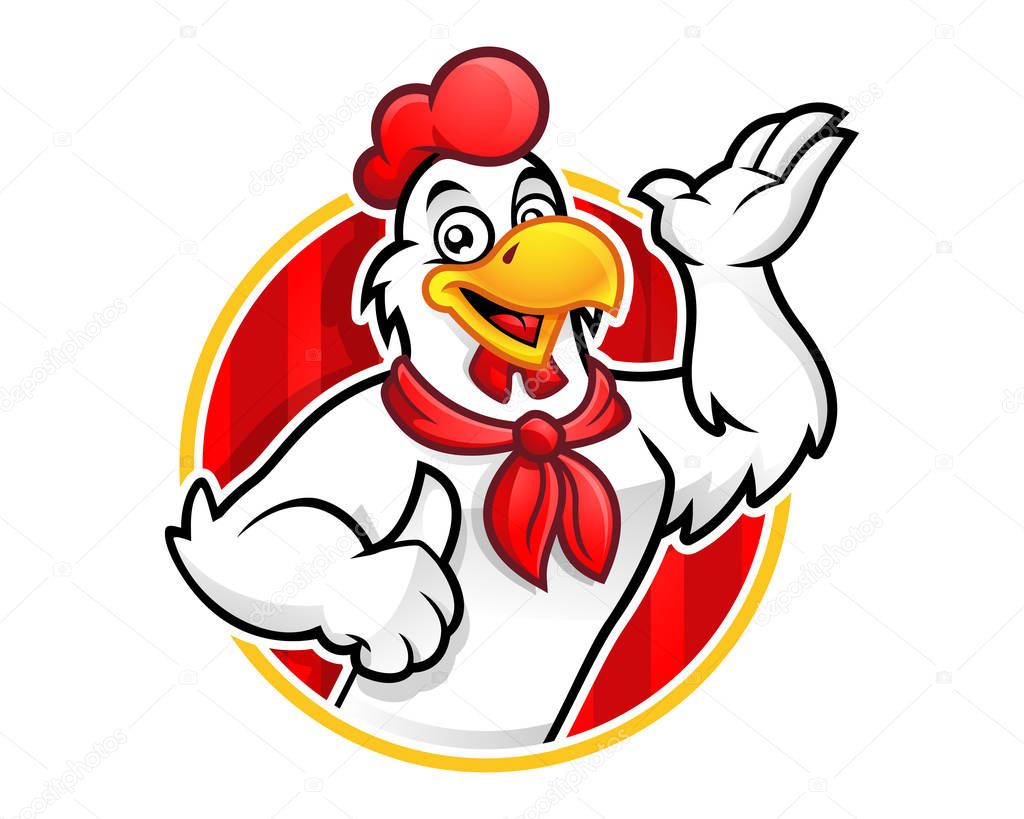 Chicken mascot or chicken character, suitable for restaurant business