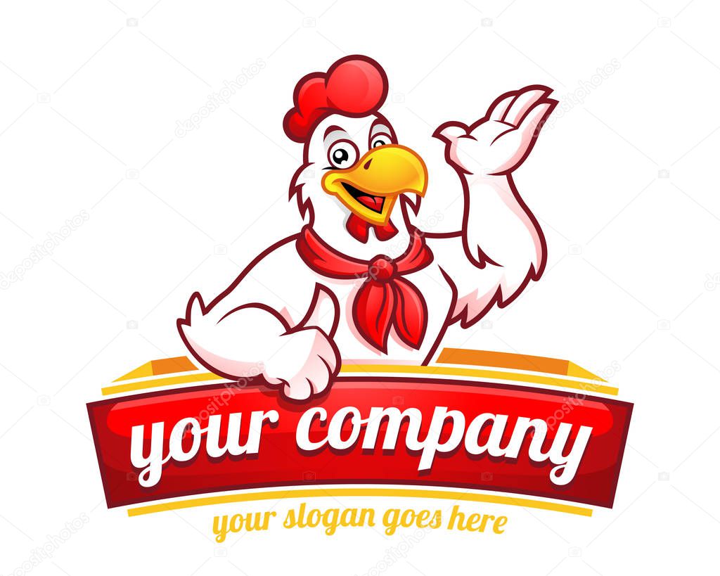 Chicken mascot or chicken character, suitable for restaurant business