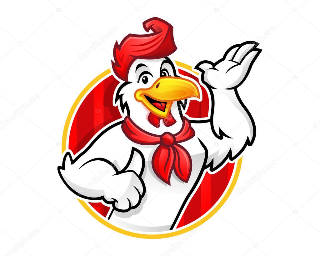 Chicken mascot or chicken character, suitable for restaurant business