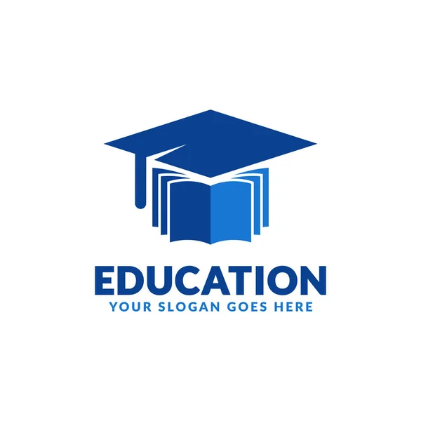 Plantilla de diseño del logotipo de la educación, libro con icono de la tapa de graduación estilizado — Vector de stock