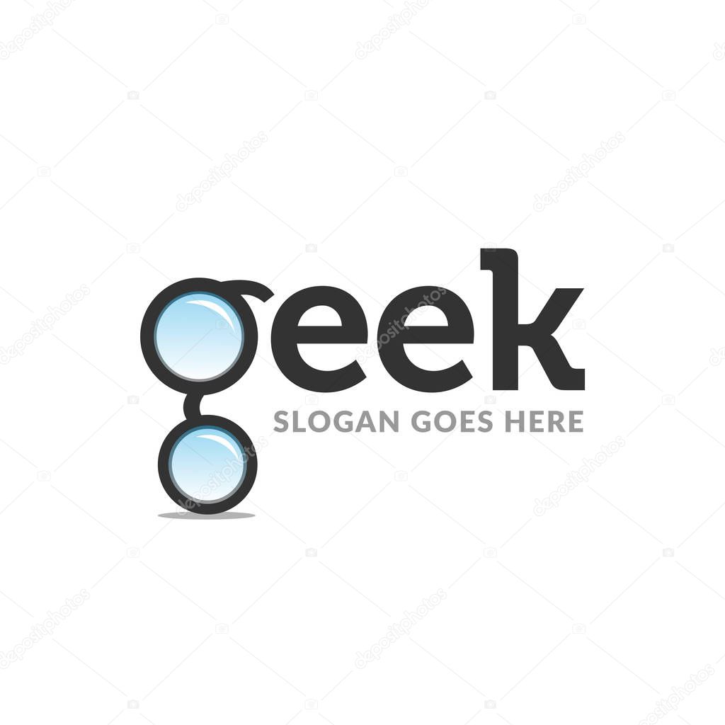 Clever geek logo design template, perfect with technology or digital company