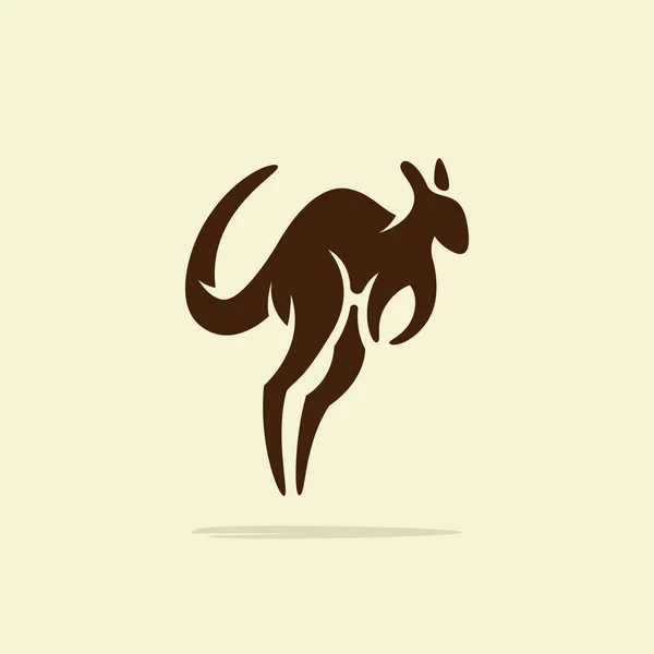 Plantilla de diseño de logo canguro minimalista plano con estilo retro o vintage — Archivo Imágenes Vectoriales