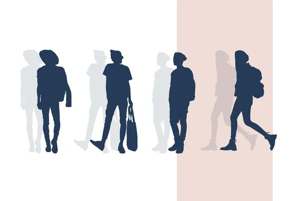 Silhouettes Vectorielles Réalistes Jeunes Hommes Isolés Mode — Image vectorielle