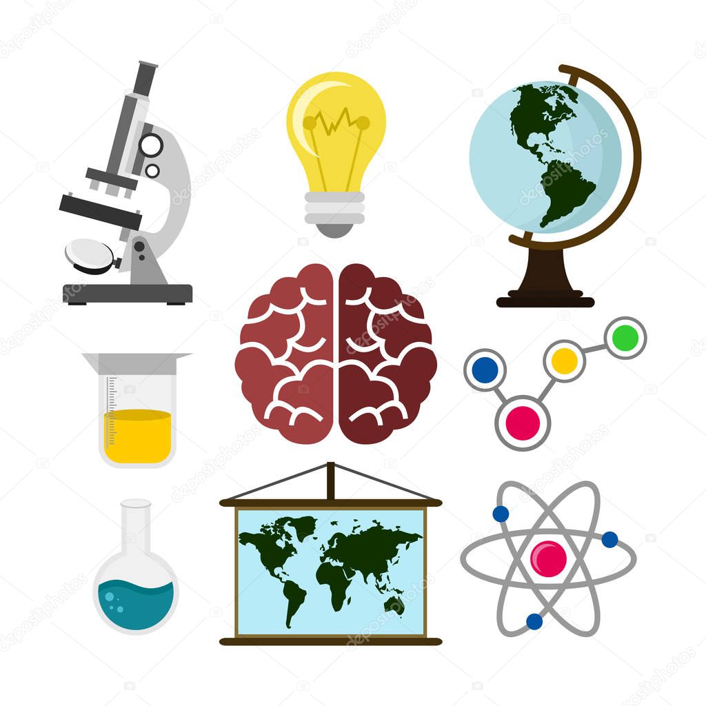 Education Related Objects Vector Illustration Graphic Design Set