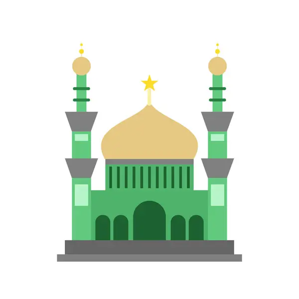 绿色风格的伊斯兰清真寺建筑矢量图解设计 — 图库矢量图片