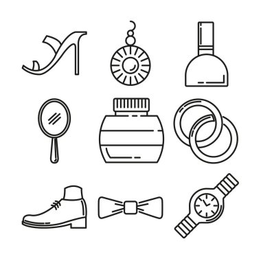 Moda ve Güzellik İnce Satır Simge Vektörü Resmetme Grafik Tasarımı Ayarları