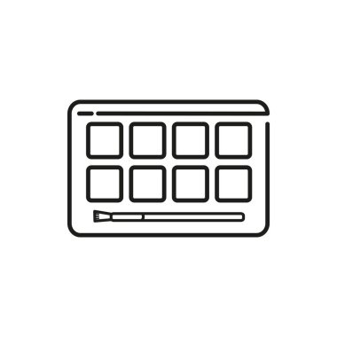 Göz Gölgesi Kozmetik Palet İnce Satır Simge Vektör Çizimi Grafik Tasarımı