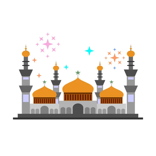 Eid Mubarak Moské Fira Vektor Illustration Symbol Grafisk Design Mall — Stock vektor