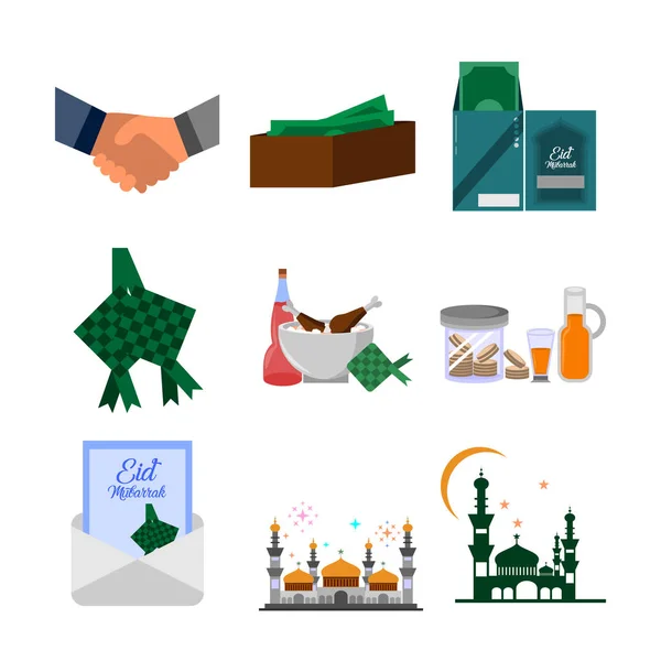 Grupo Eid Mubarak Vector Ilustración Símbolo Diseño Gráfico Plantilla Set — Archivo Imágenes Vectoriales