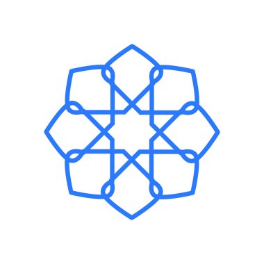 Mandala Geometrik Mavi Sekizgen Sembol Vektör Çizim Tasarımı