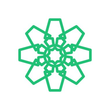 Mandala Geometrik Yeşil Kare Sekizgen Sembol Vektör Çizim Tasarımı