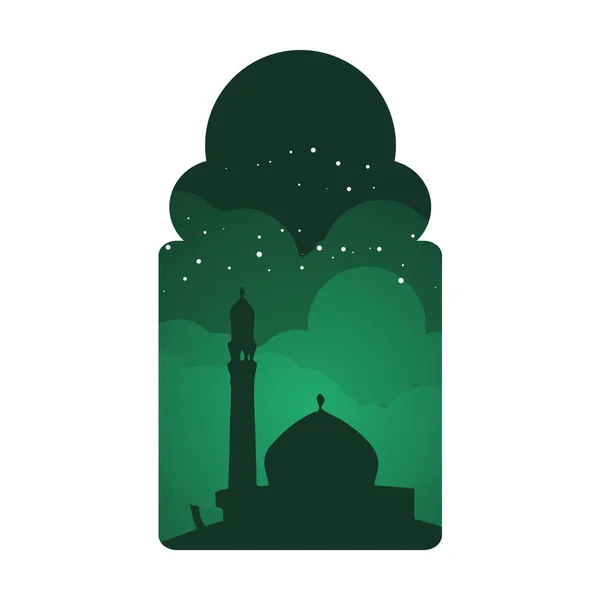 Moschee Runde Klassische Fenster Ansicht Vektor Illustration Graphic Design — Stockvektor