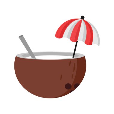 Yaz Hindistan cevizi İçeceği Gevşetici Vektör İllüstrasyon Sembol Grafik Tasarım Nesne Şablonu