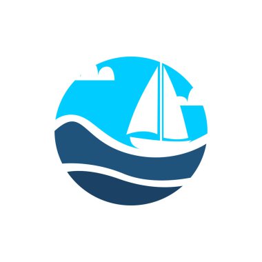 Tekne Ortasında Dalga Görünüm Vektörü Resmetme Grafik Tasarım Şablonu