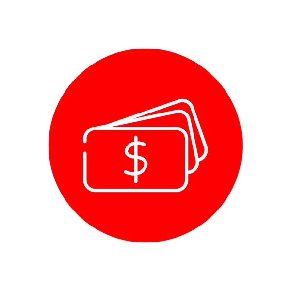 Stapel Van Dollar Money Outline Red Circle Vector Icon Illustratie — Stockvector