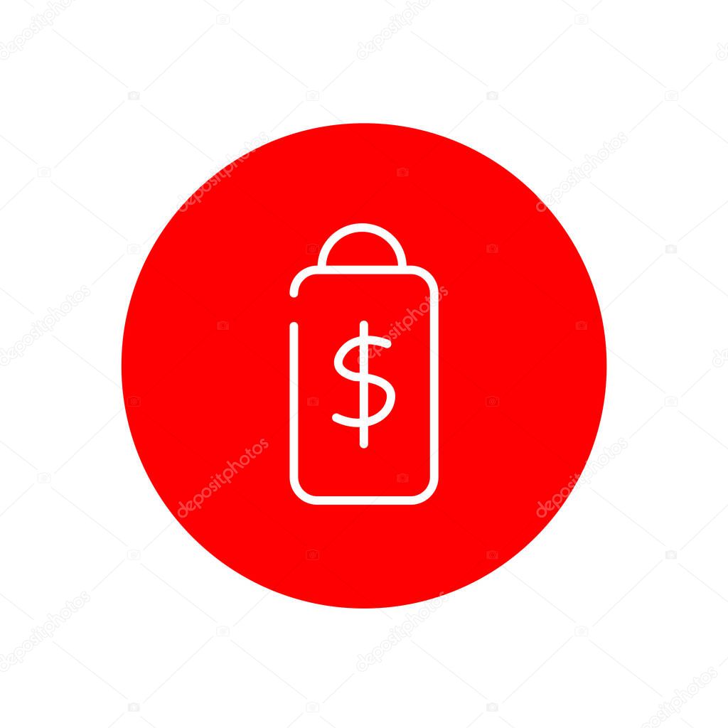 Price Tag Dollar Sign Ecommerce Outline Red Circle Vector Icon Illustration Graphic Design