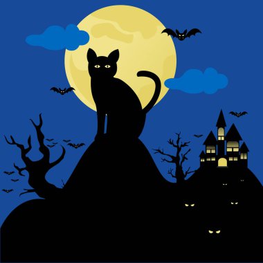 Korkunç Cadılar Bayramı arka plan Vektör İllüstrasyon Grafik Tasarım Şablonu