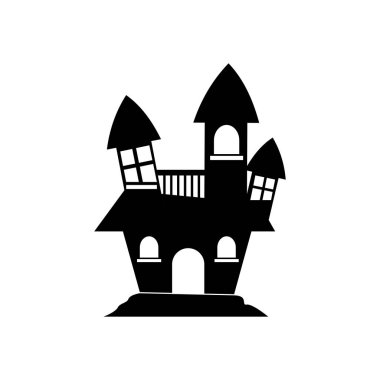 Cadılar Bayramı Lanetli Ev Simgesi Vektör Resimlendirme Grafik Tasarım Şablonu