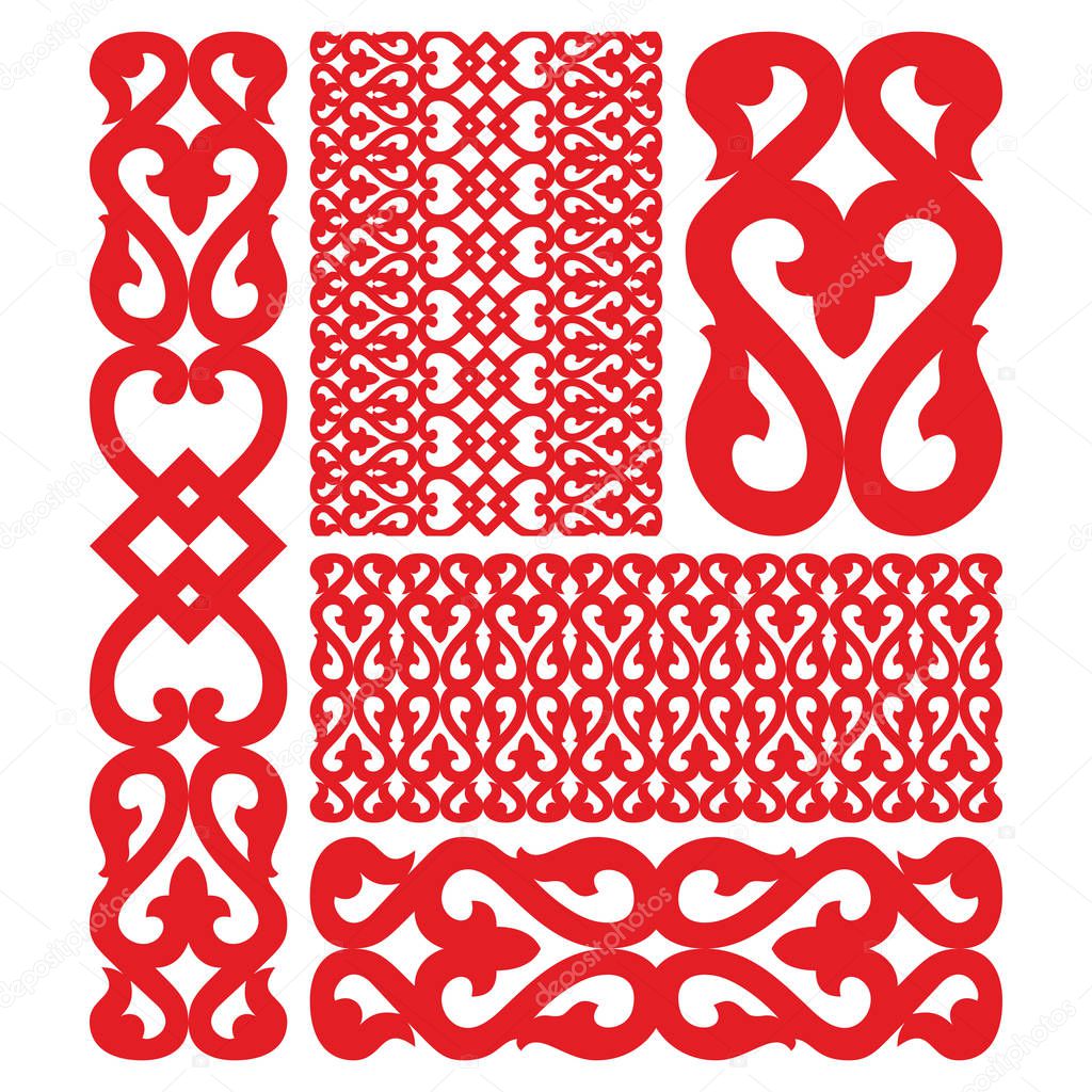 Russian pattern isolated on white. Vector illustration of carved decor.