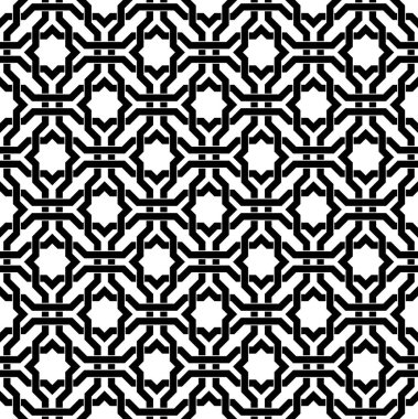 Siyah ve beyaz Arapça geometrik seamless modeli, vektör arka plan doku