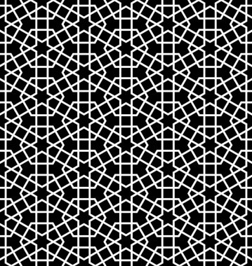 Siyah ve beyaz Arapça geometrik seamless modeli, vektör arka plan doku