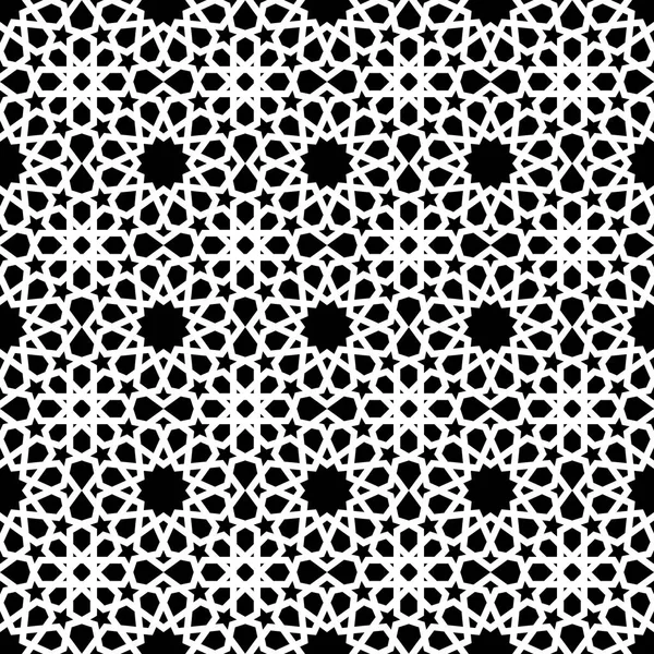 黒と白のアラビア語幾何学的シームレス パターン ベクトルの背景テクスチャ — ストックベクタ