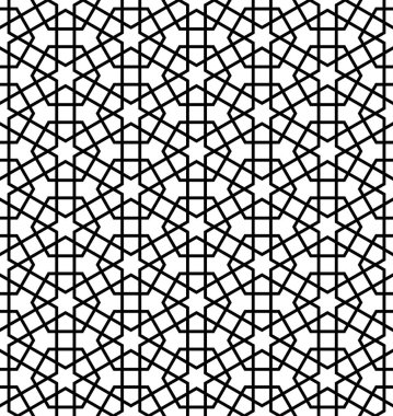Siyah ve beyaz Arapça geometrik seamless modeli, vektör arka plan doku