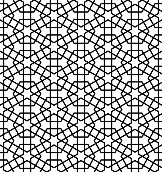 Patrón Sin Costura Geométrico Árabe Blanco Negro Fondo Vectorial Textura — Vector de stock