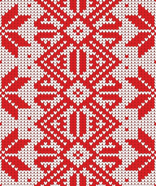 Nordic Knitted Seamless Pattern Vector Christmas Background Colorful Decoration — Stock Vector