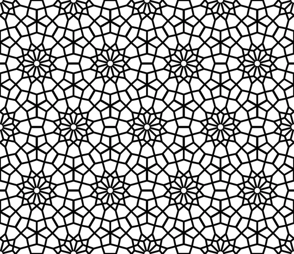 Mosaico Árabe Patrón Islámico Sin Costura Blanco Negro — Vector de stock